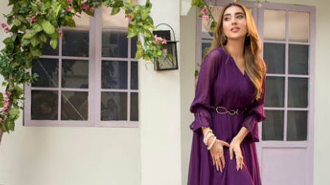 Purple Stylish Cuts Maxi Dress
