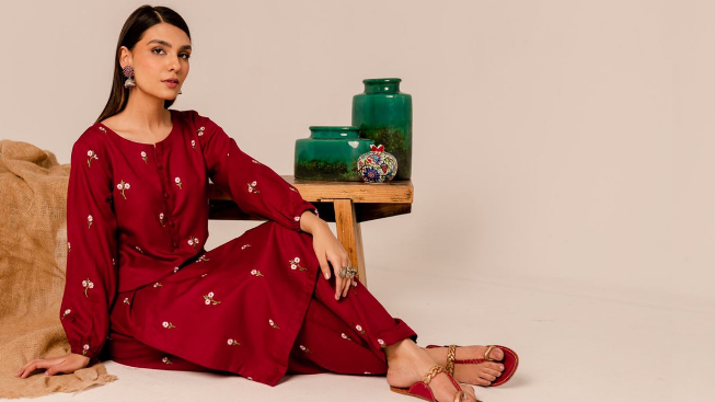 Maroon Embroidered Co-Ord Set