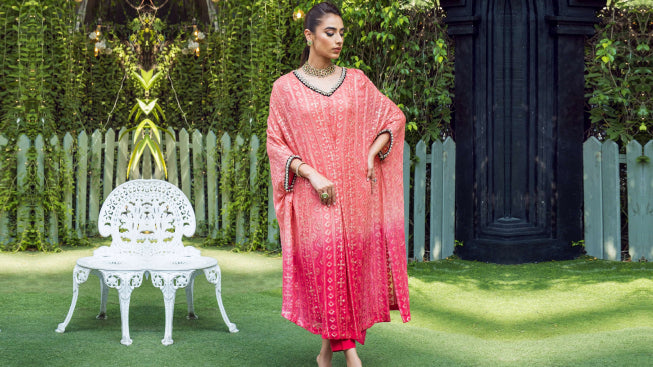Two tone Chikankari kaftan