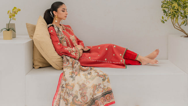 Rust 3 Piece Lawn Dress