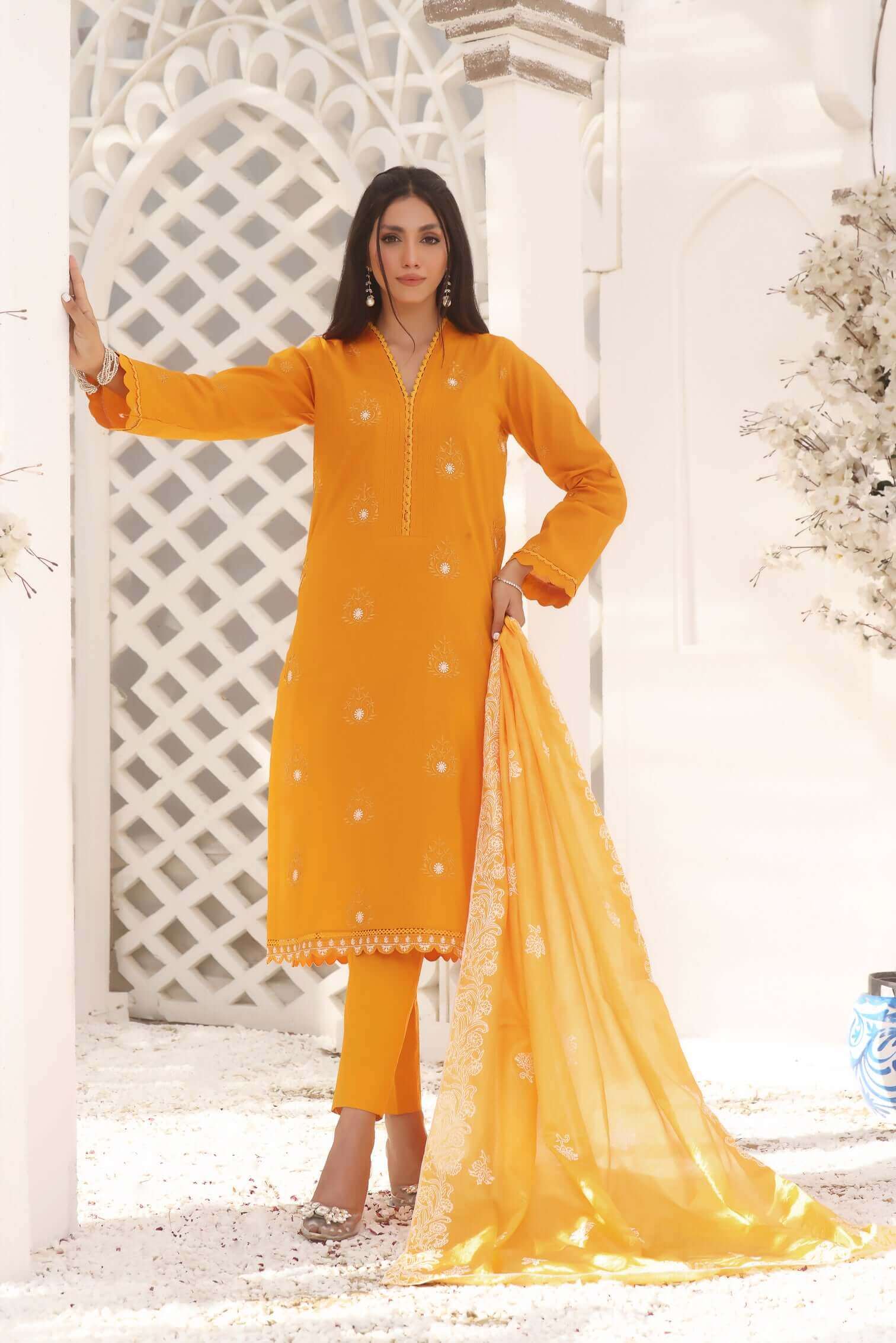 3 Piece Stitched - Mari Gold