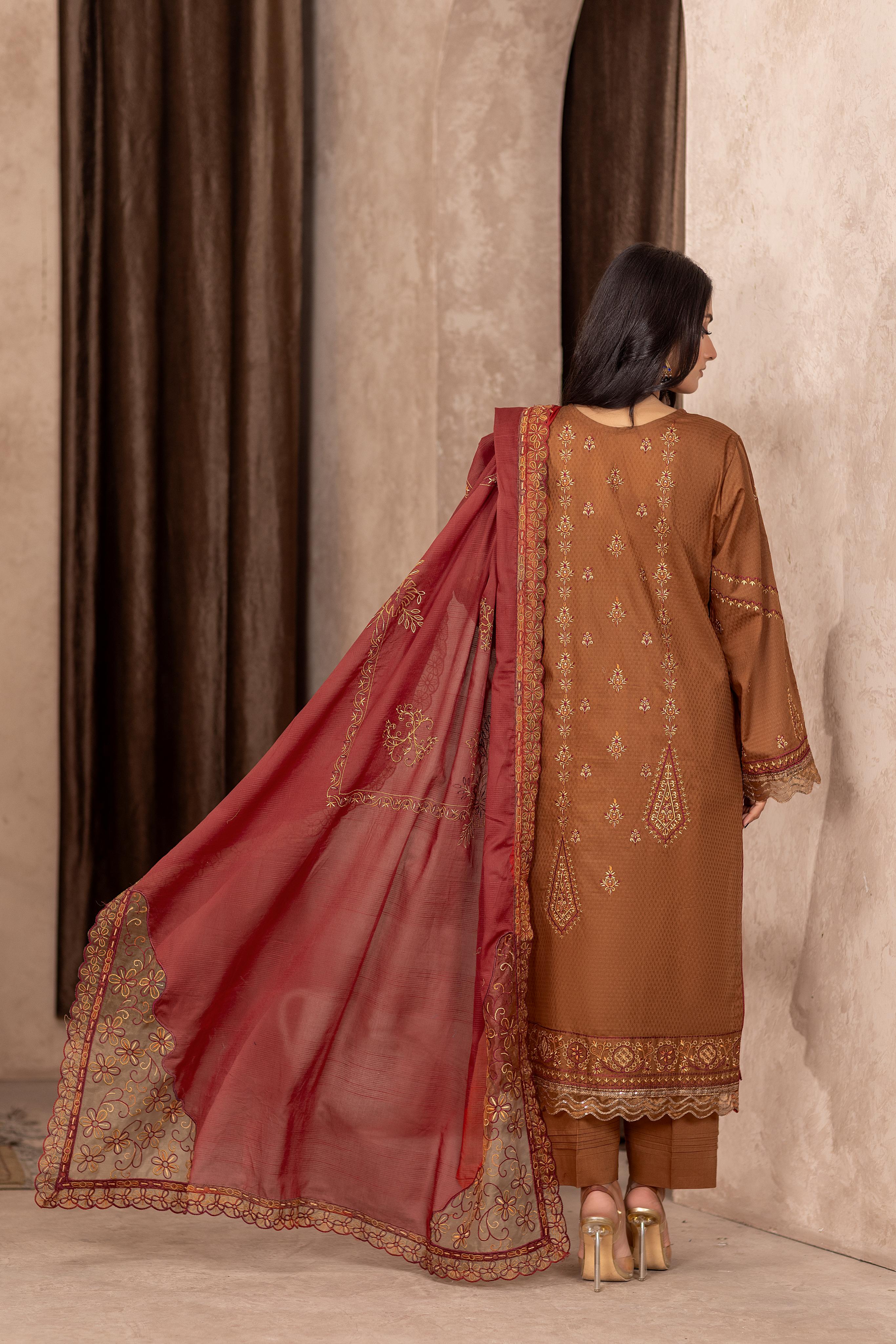 Qalb D-39 : Embroidered Doria Lawn 3pc