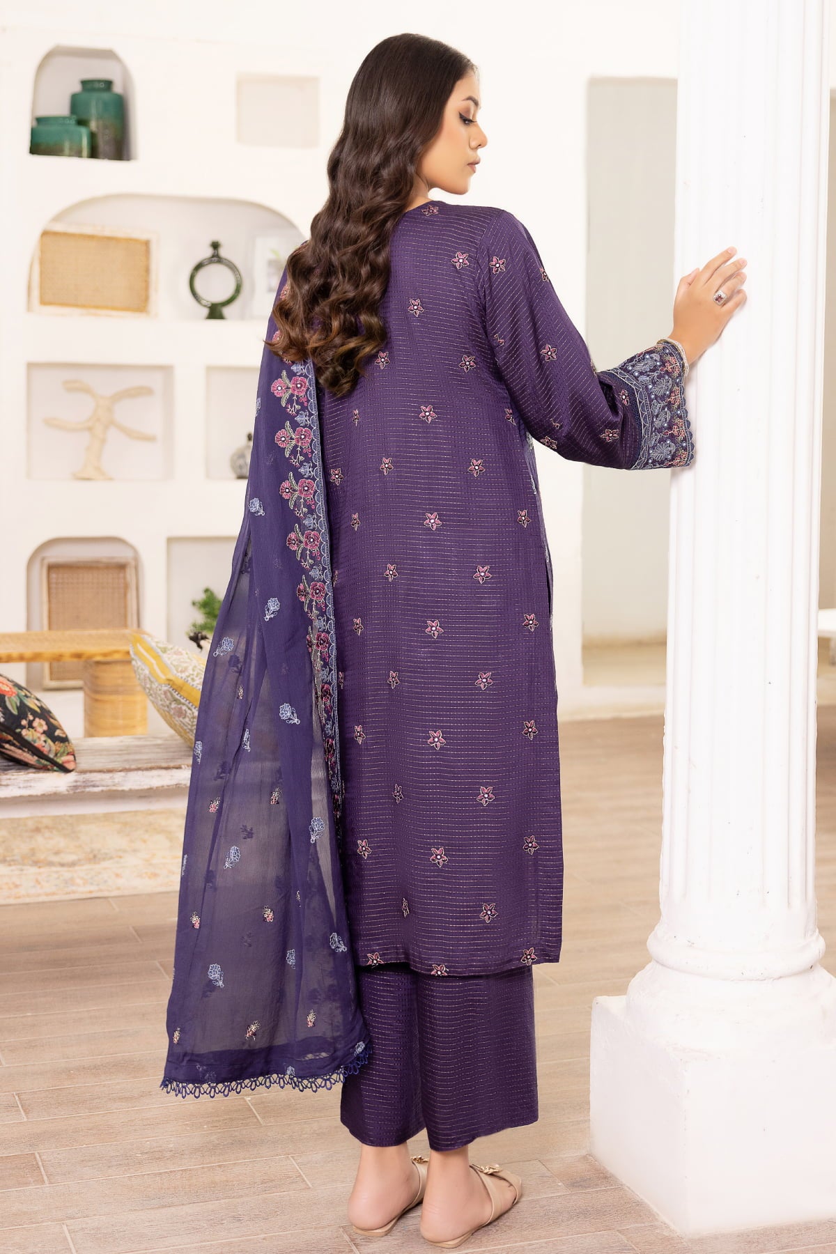 Flora F-21 : Unstitched Embroidered Viscose 3PC