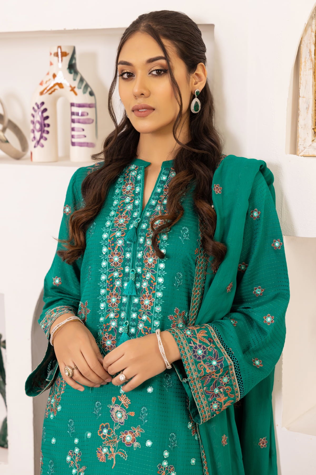 Flora F-30 : Unstitched Embroidered Viscose 3PC