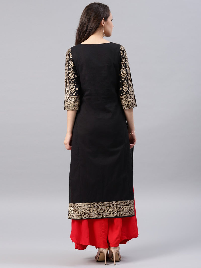Black printed kurta