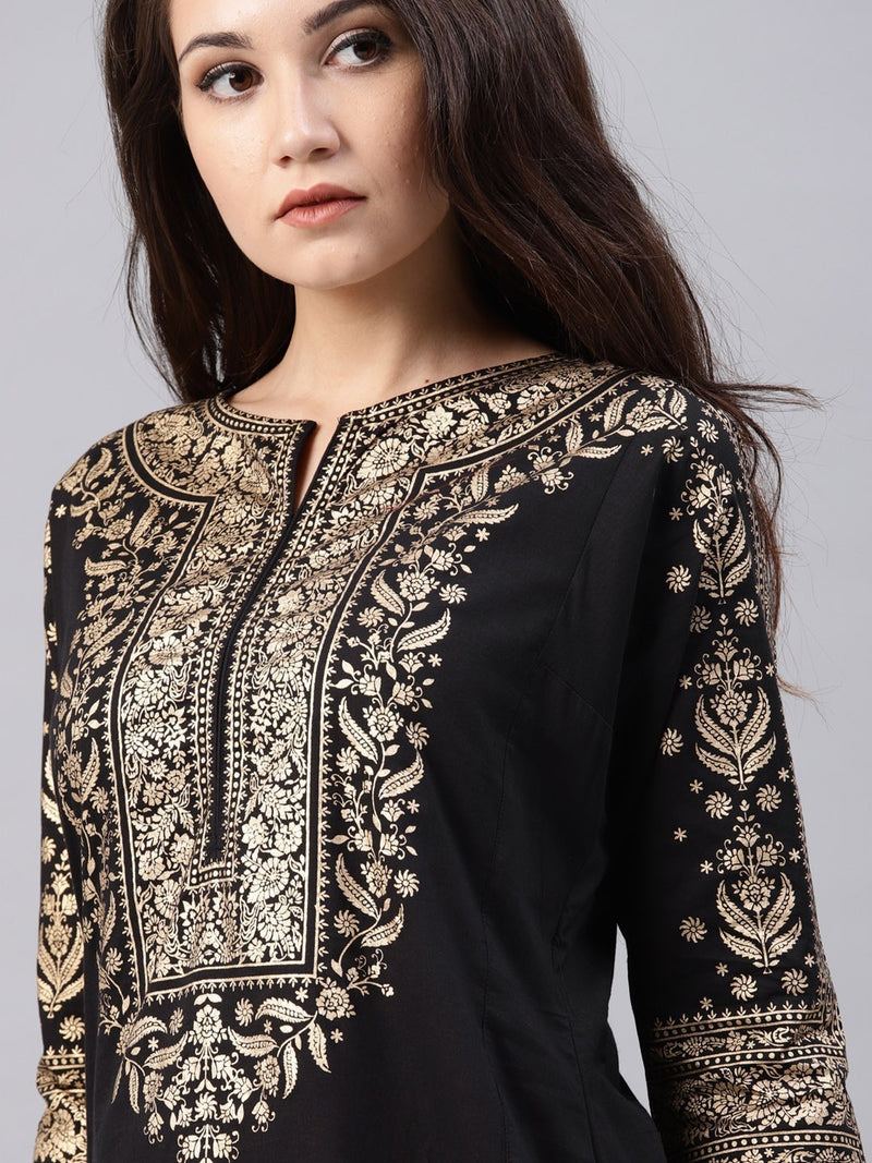 Black printed kurta