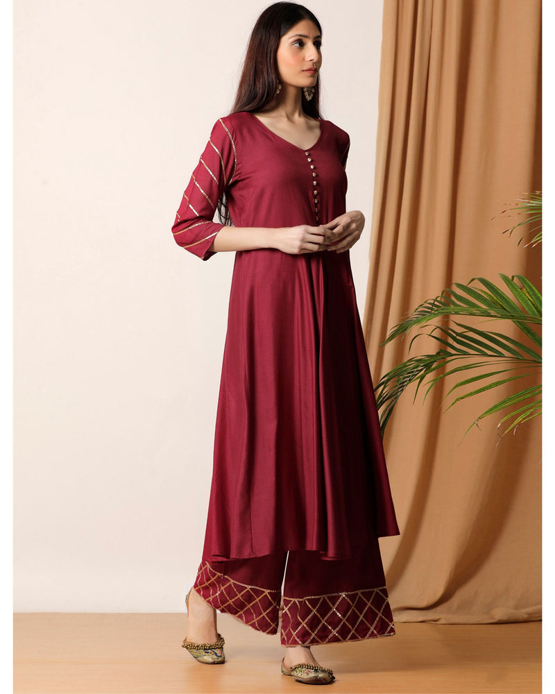 Maroon Gota Kurta And Palazzo