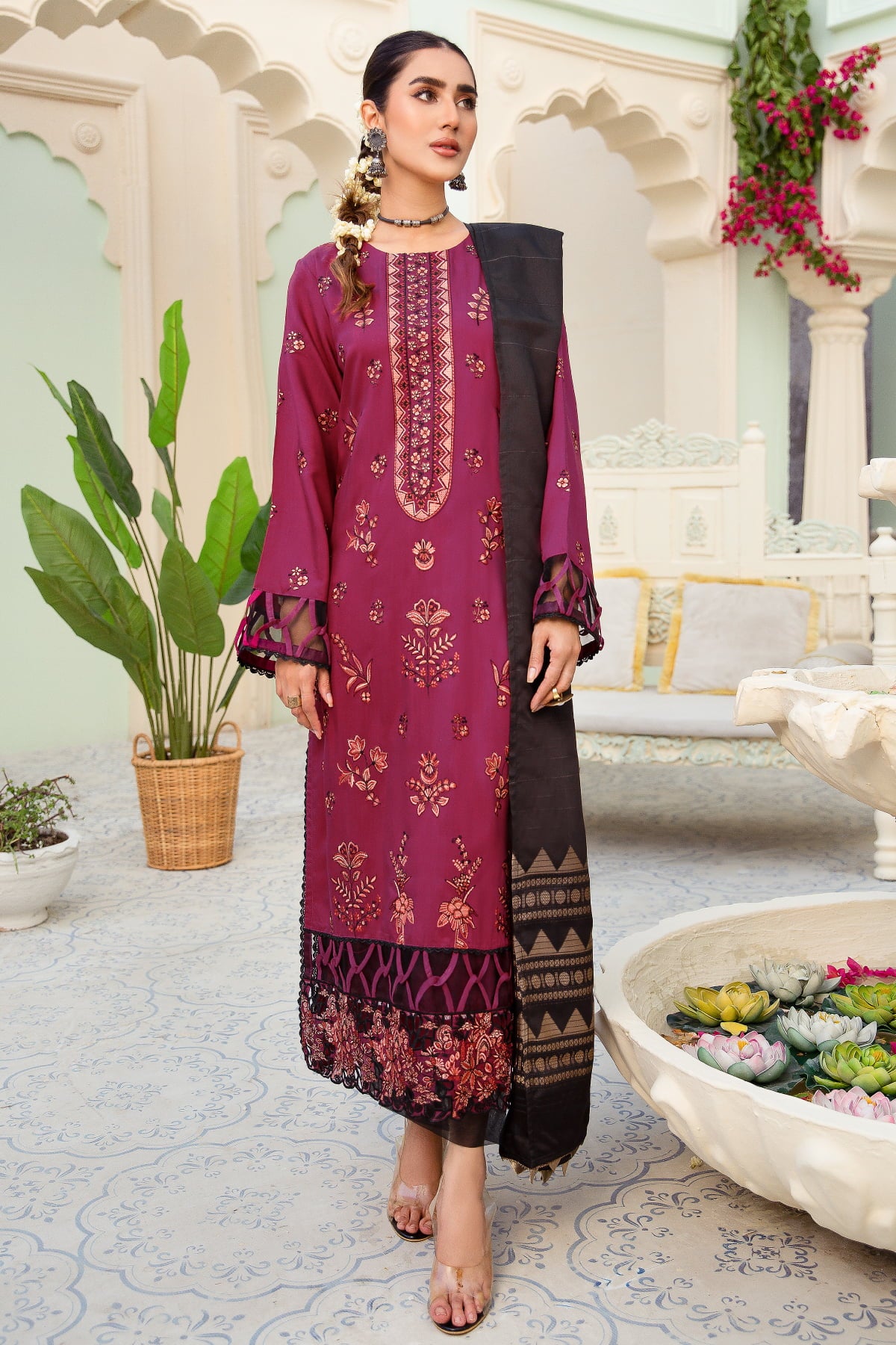 Imroz I-12 : Unstitched Embroidered Viscose 3PC
