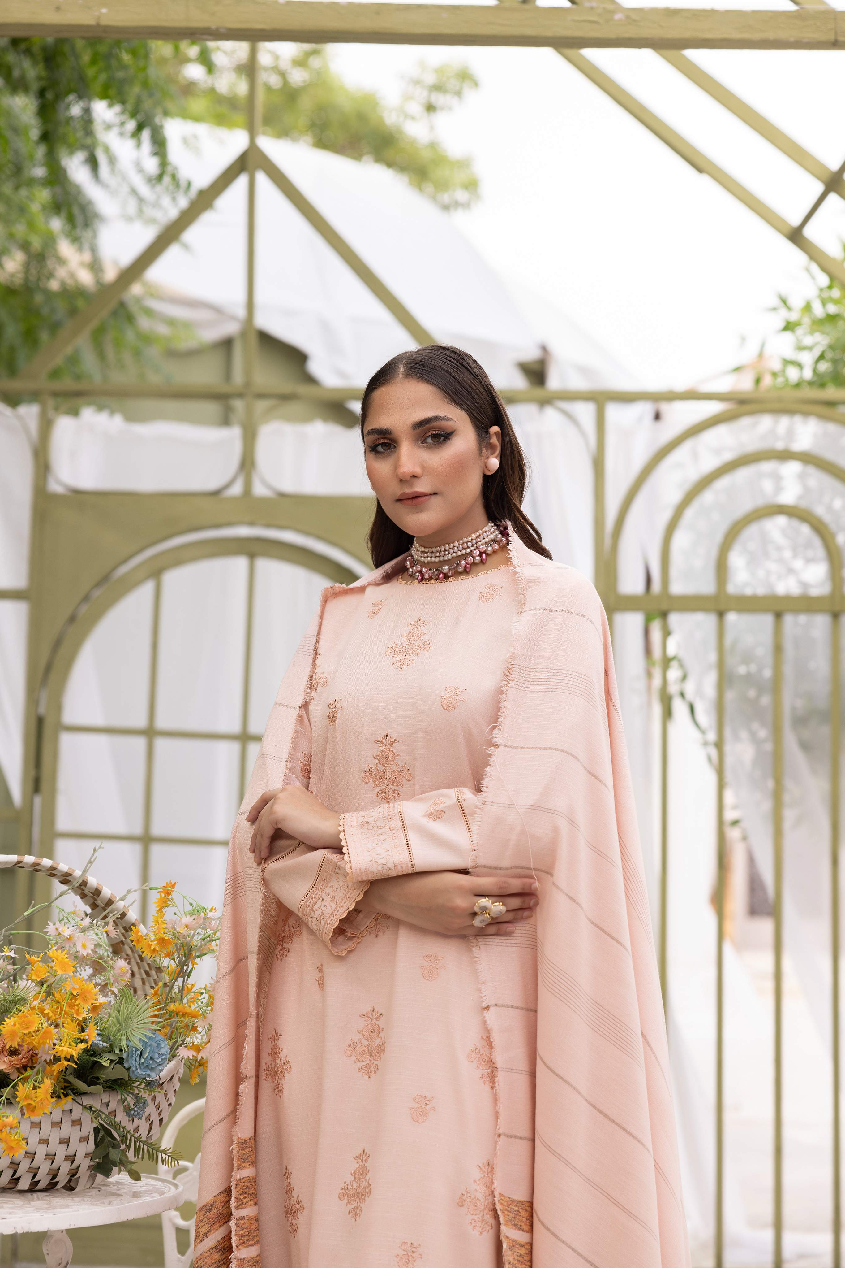 Diyar-E-Dil DL-18 : Unstitched Embroidered Dhanak 3PC