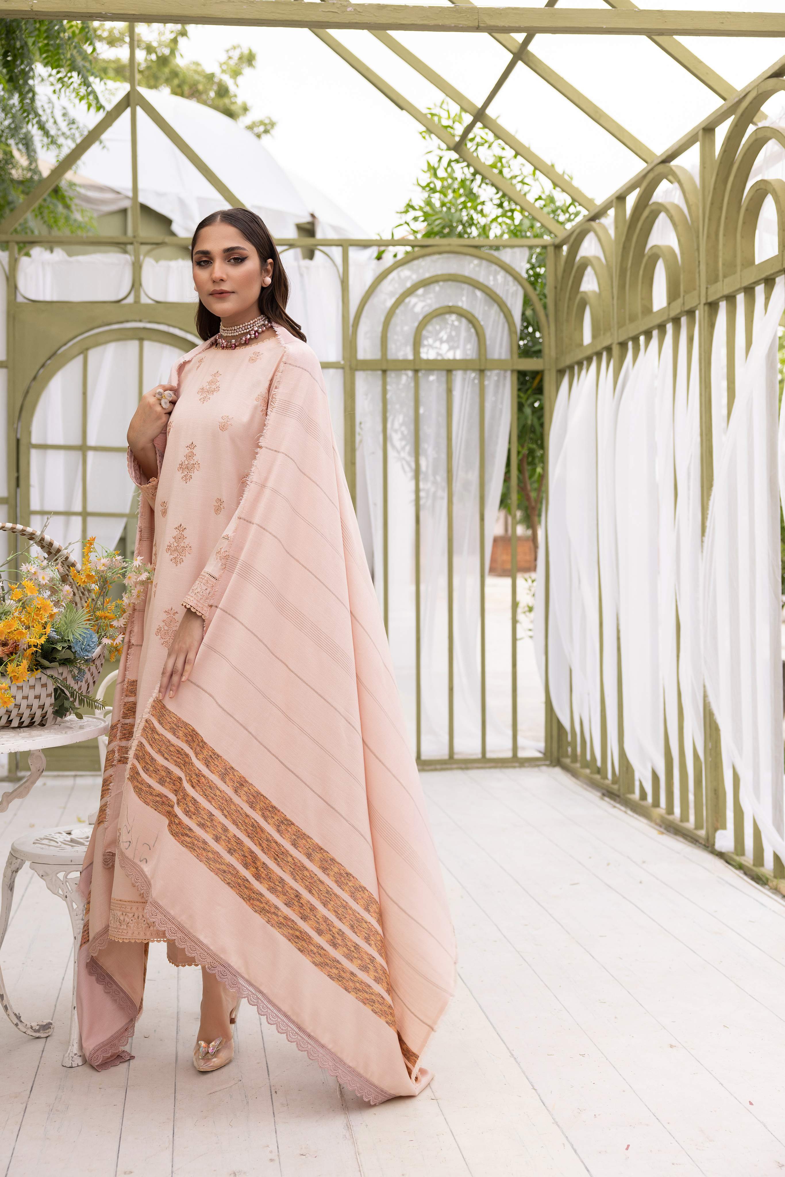 Diyar-E-Dil DL-18 : Unstitched Embroidered Dhanak 3PC