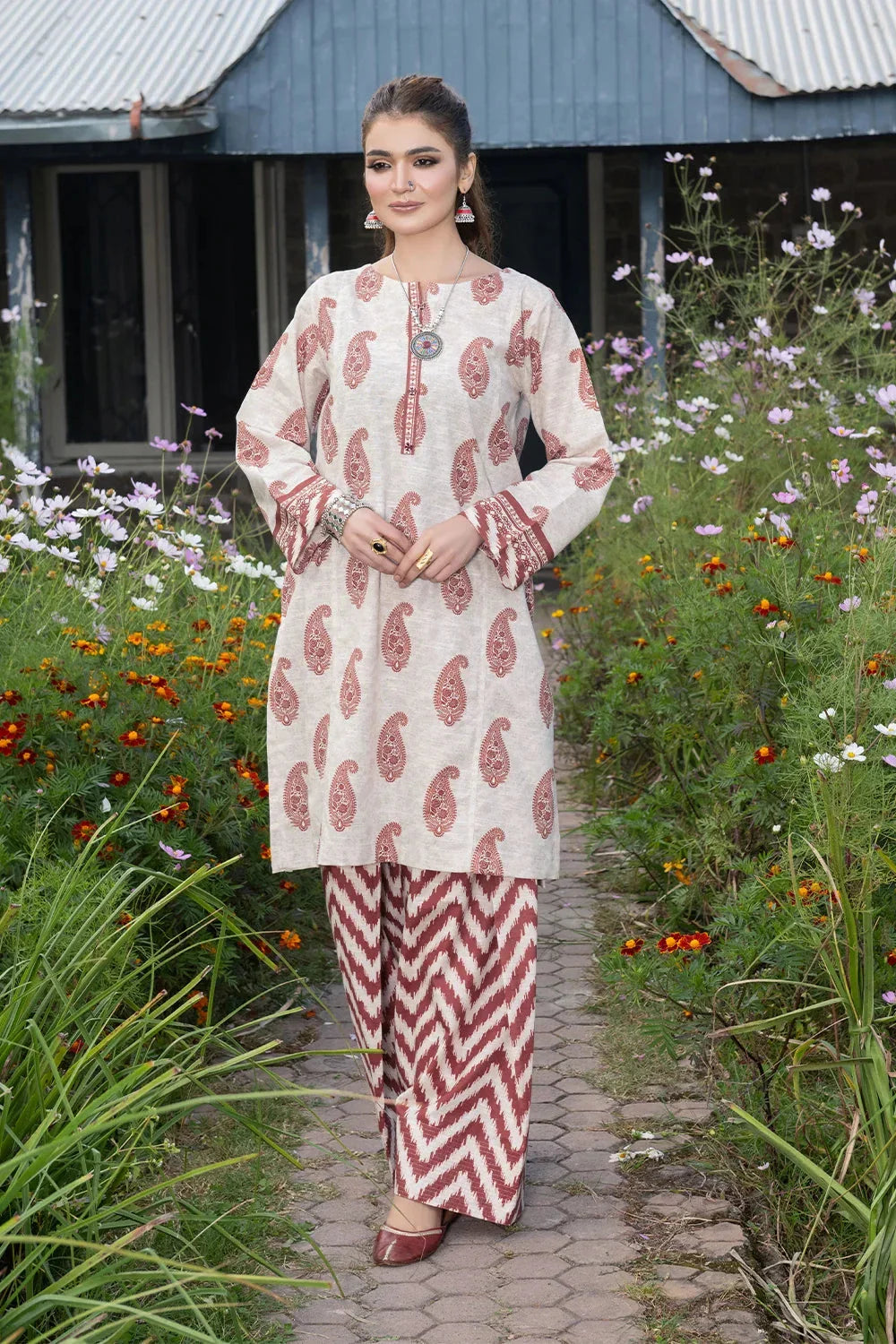 2PC Printed Unstitched Khaddar Shirt & Trouser KKH-3623 Printed KHAS STORES