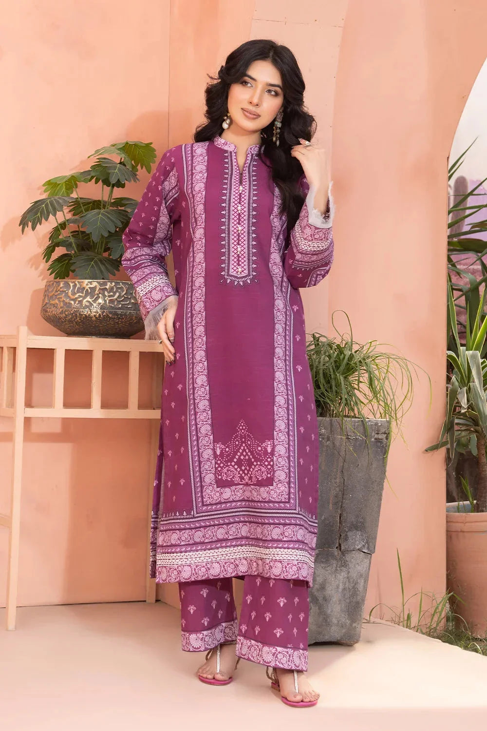 2PC Printed Unstitched Khaddar Shirt & Trouser KKH-3664 Printed KHAS STORES