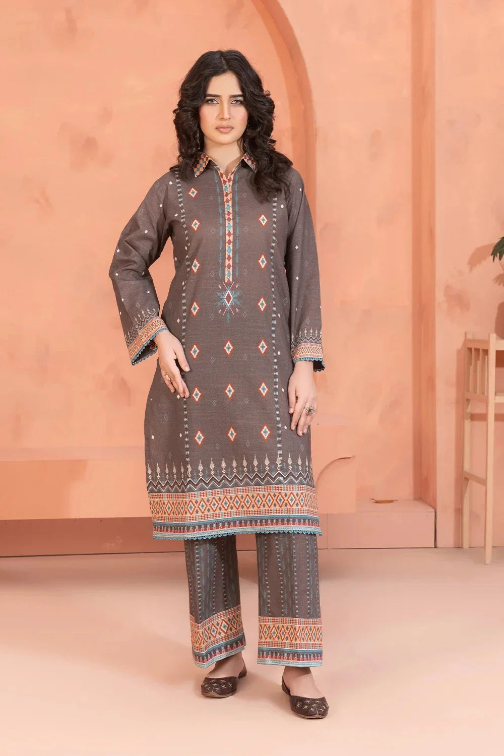 2PC Printed Unstitched Khaddar Shirt & Trouser KKH-3666 Printed KHAS STORES