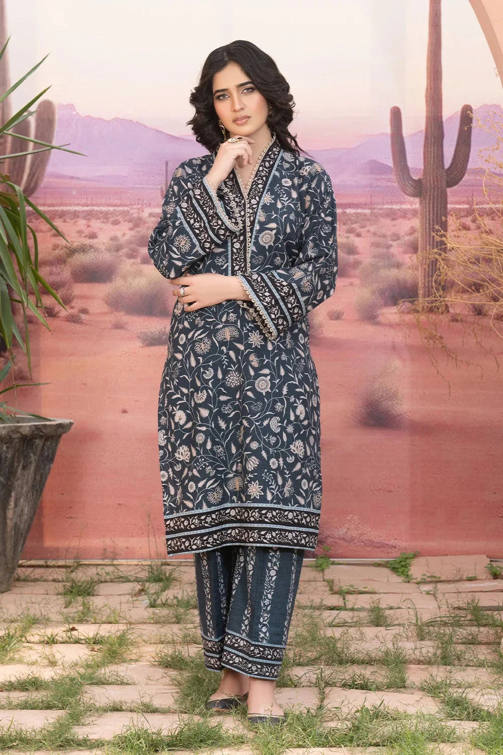 2PC Printed Unstitched Khaddar Shirt & Trouser KKH-3668 Printed KHAS STORES