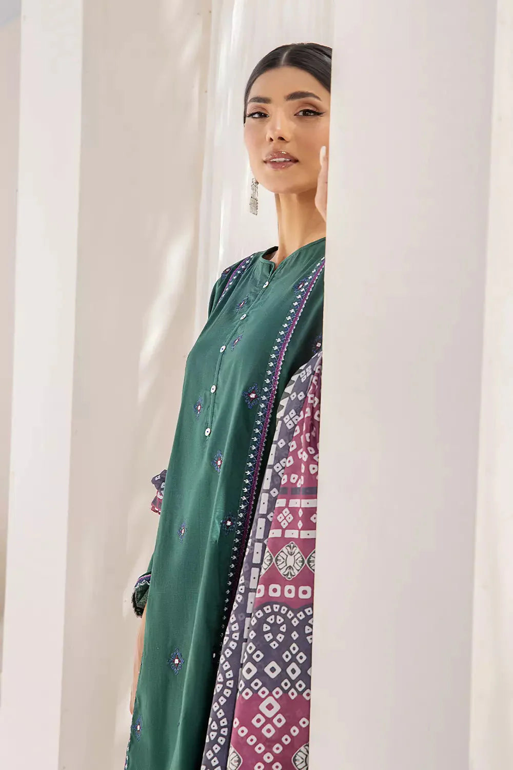2PC Stitched Embroidered Lawn Shirt and Dupatta KSDE-2495 Embroidered KHAS STORES