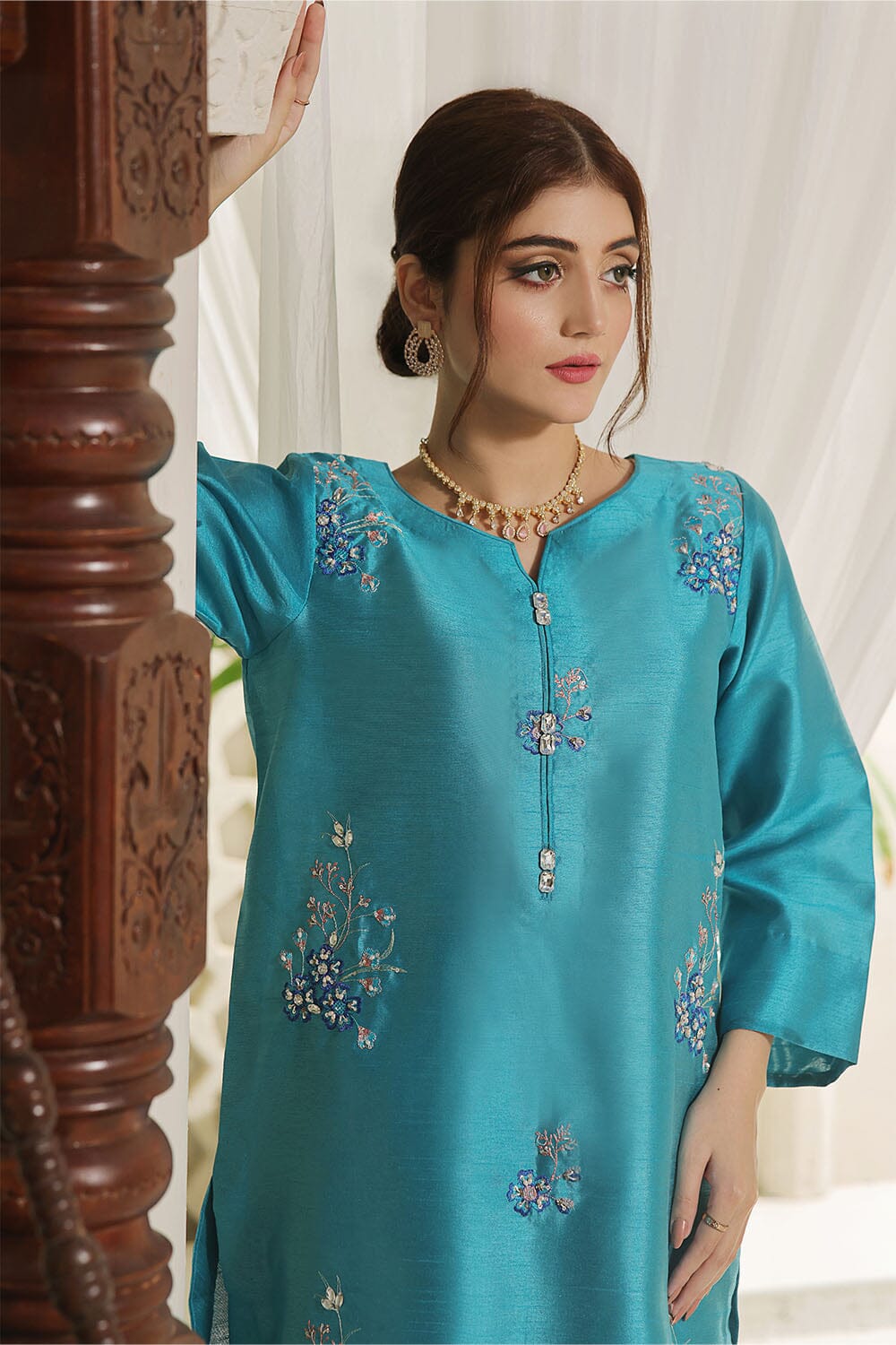 2PC Stitched Embroidered Silk Shirt & Trouser KFSE-2361 KHAS STORES