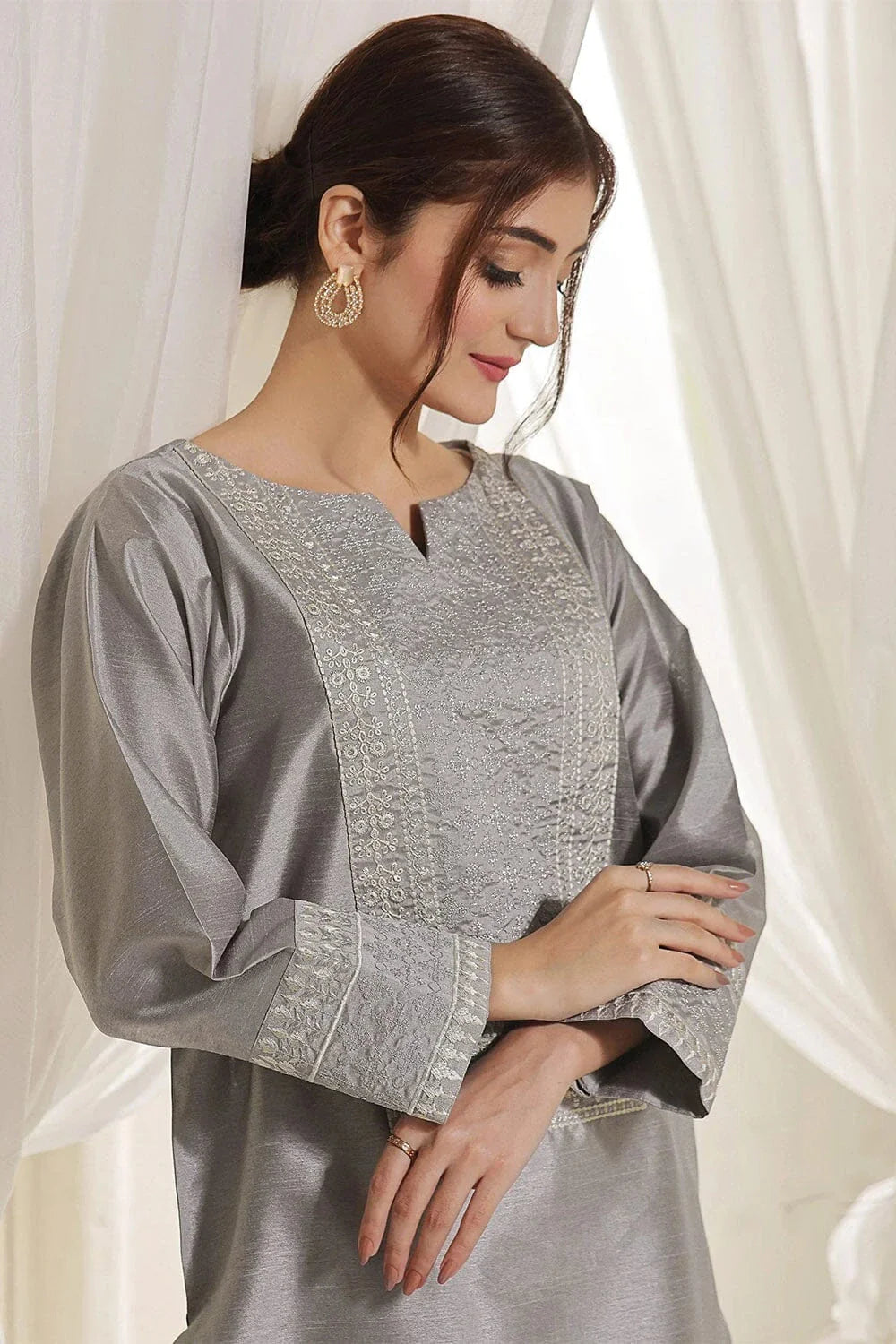 2PC Stitched Embroidered Silk Shirt & Trouser KFSE-2367 KHAS STORES