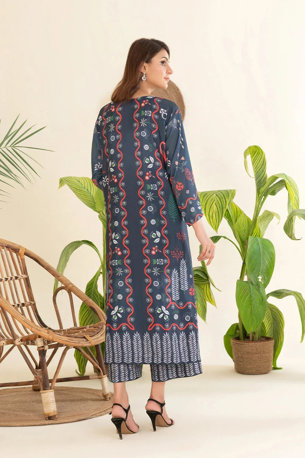 2PC Stitched Printed Crepe Silk Shirt and Trouser RTW-KSTL-104 Printed KHAS STORES