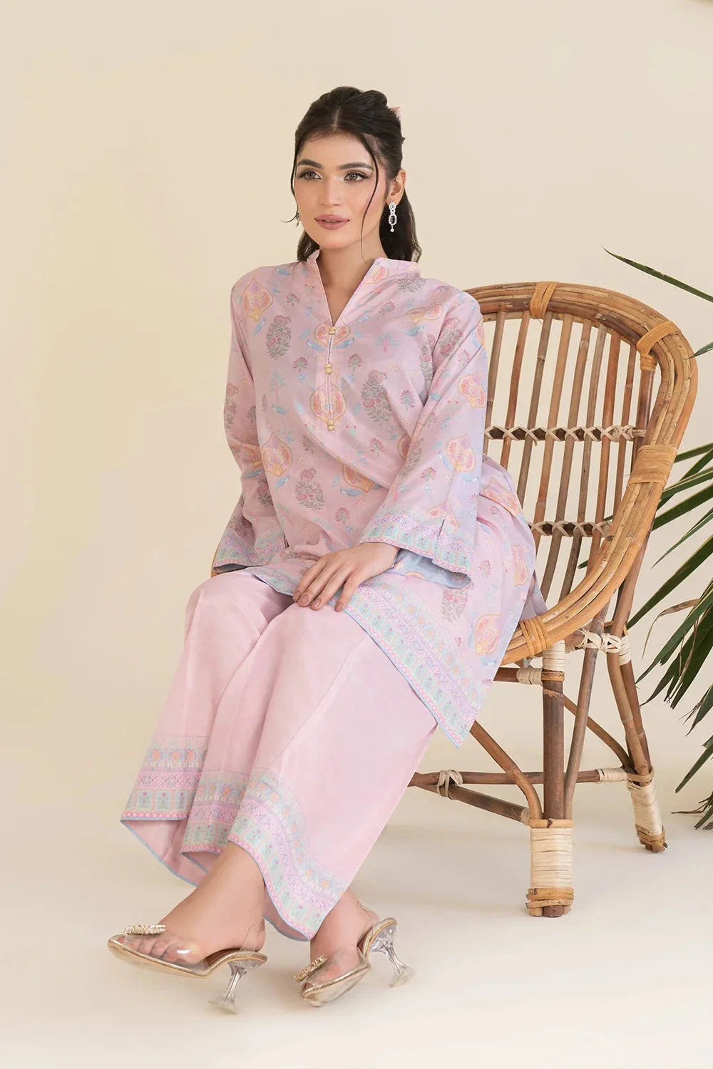 2PC Stitched Printed Crepe Silk Shirt and Trouser RTW-KSTL-105 Printed KHAS STORES