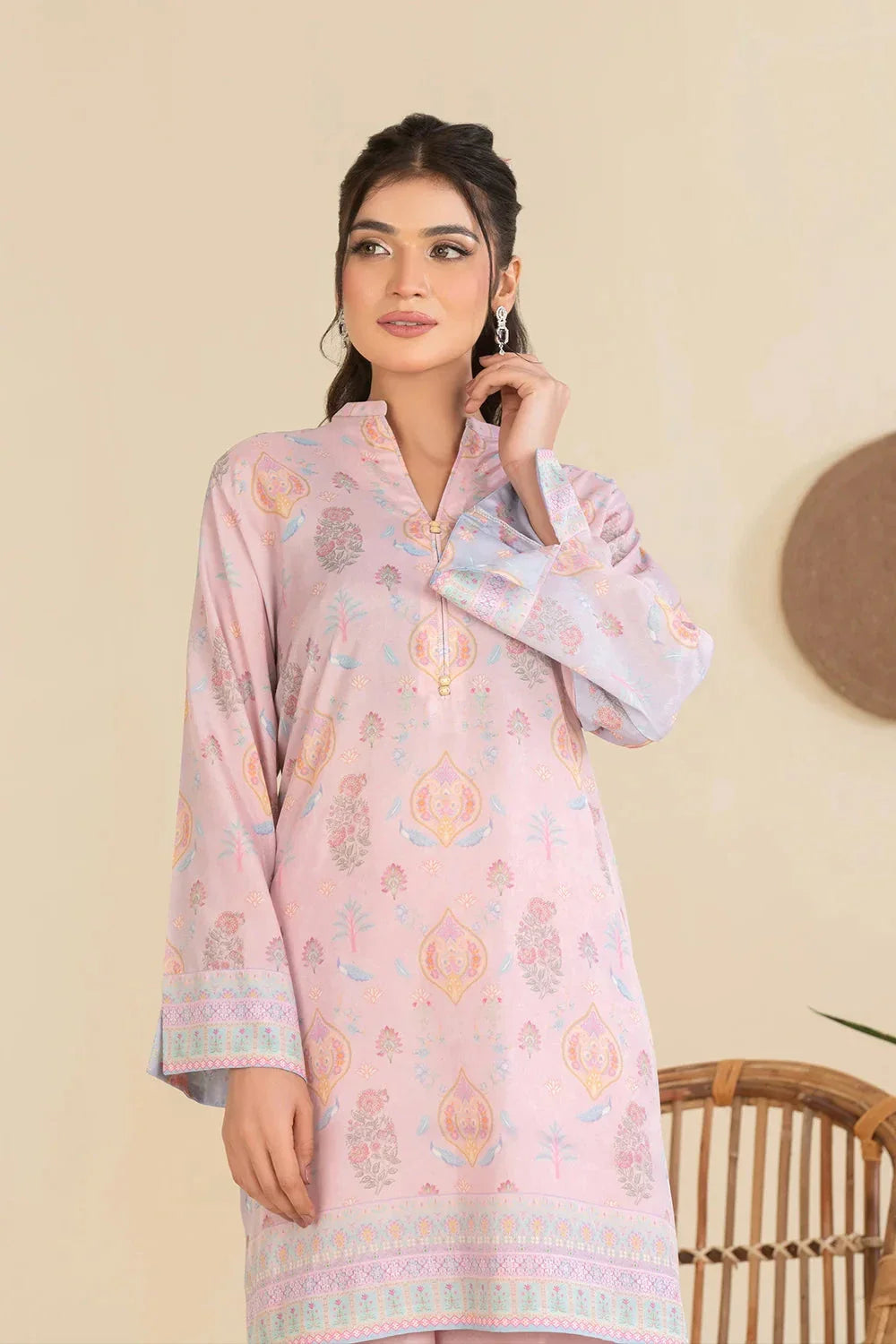 2PC Stitched Printed Crepe Silk Shirt and Trouser RTW-KSTL-105 Printed KHAS STORES