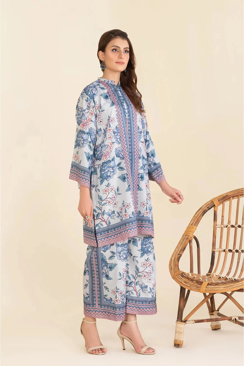 2PC Stitched Printed Crepe Silk Shirt and Trouser RTW-KSTL-106 Printed KHAS STORES