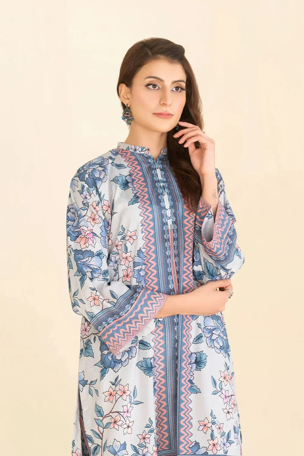 2PC Stitched Printed Crepe Silk Shirt and Trouser RTW-KSTL-106 Printed KHAS STORES
