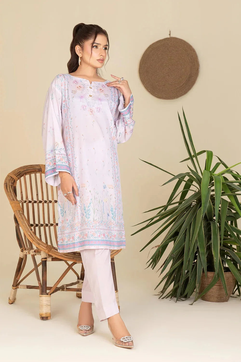 2PC Stitched Printed Crepe Silk Shirt and Trouser RTW-KSTL-107 Printed KHAS STORES