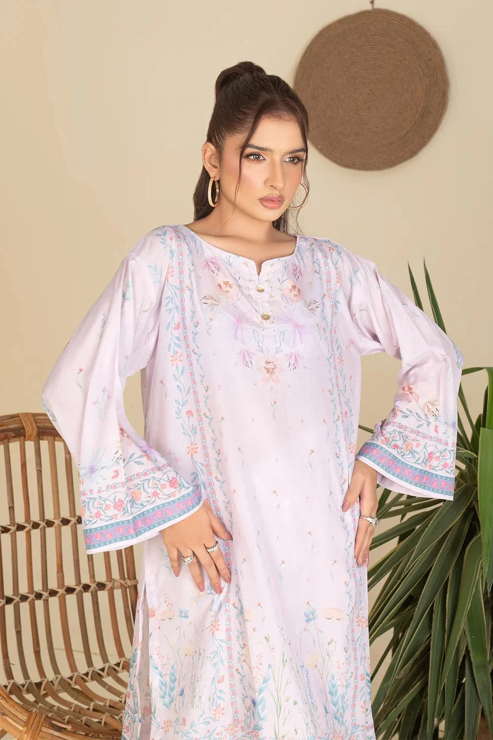 2PC Stitched Printed Crepe Silk Shirt and Trouser RTW-KSTL-107 Printed KHAS STORES