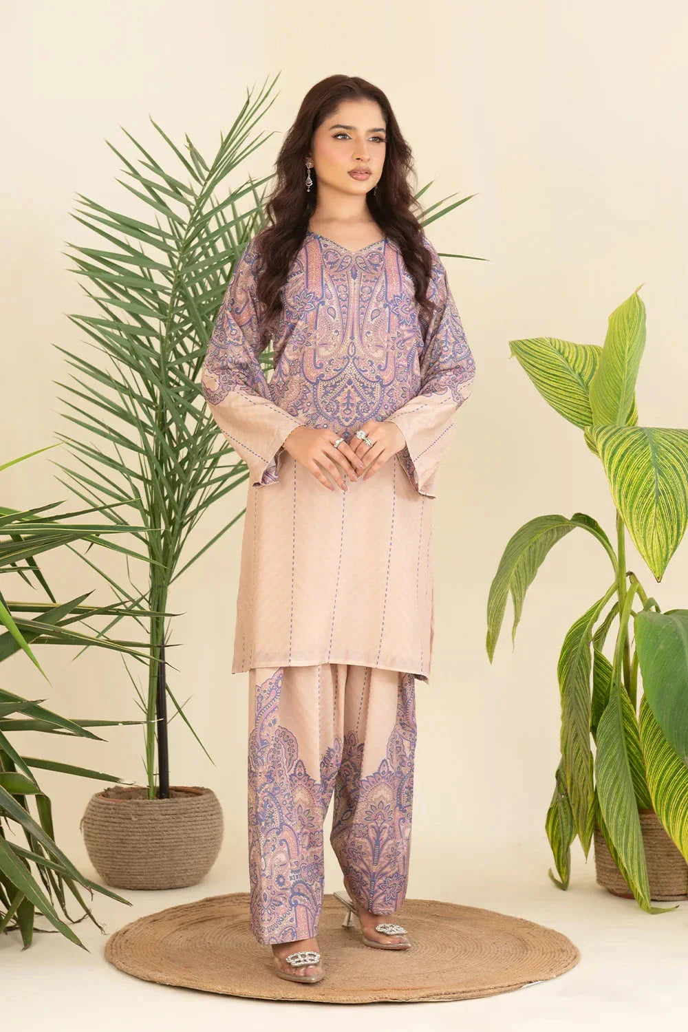 2PC Stitched Printed Crepe Silk Shirt and Trouser RTW-KSTL-208 Printed KHAS STORES