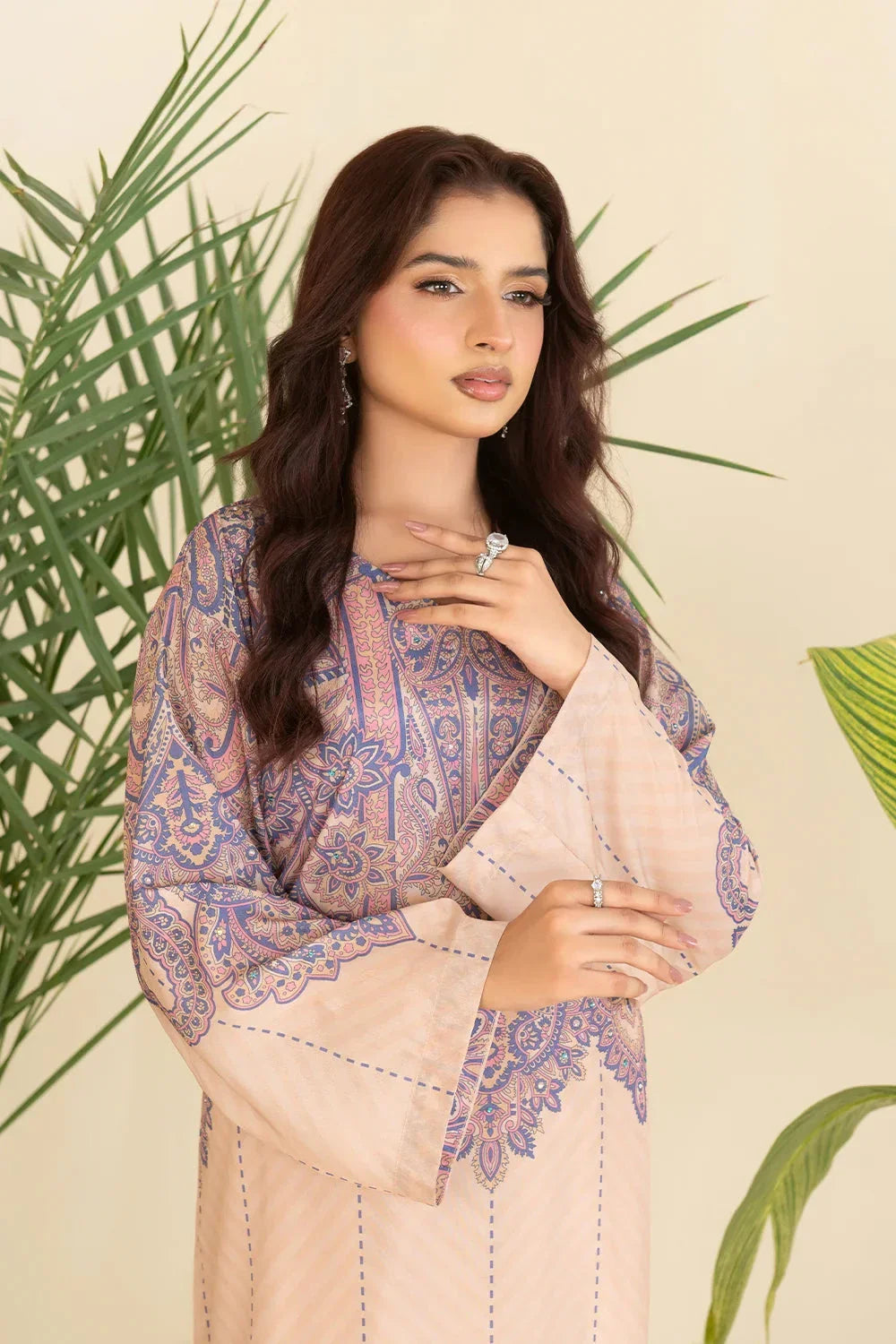 2PC Stitched Printed Crepe Silk Shirt and Trouser RTW-KSTL-208 Printed KHAS STORES
