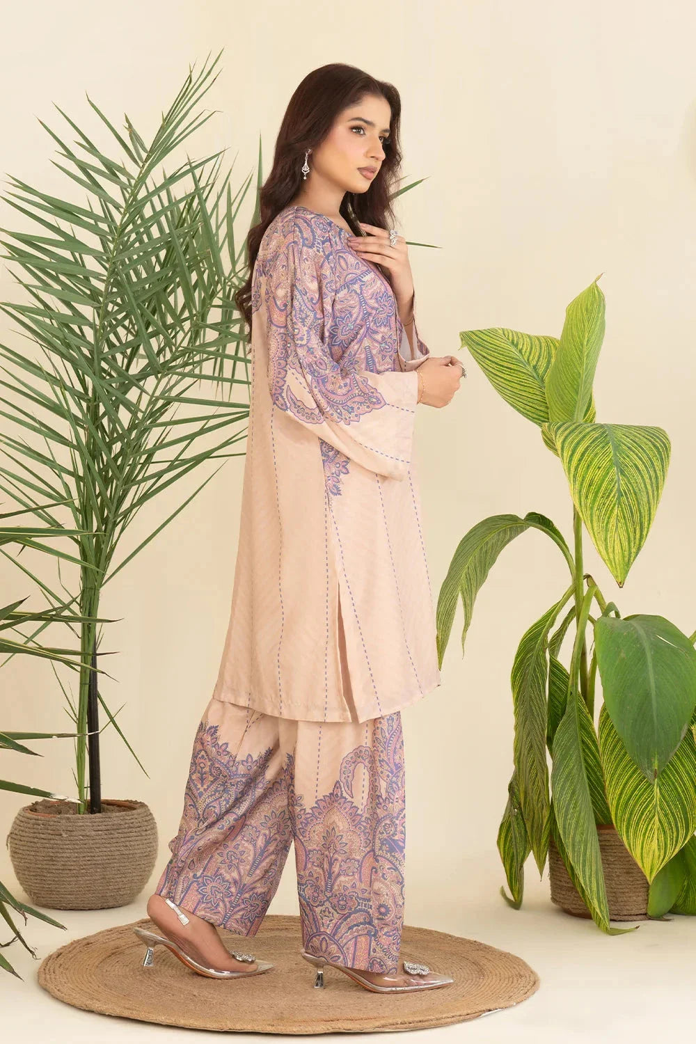 2PC Stitched Printed Crepe Silk Shirt and Trouser RTW-KSTL-208 Printed KHAS STORES