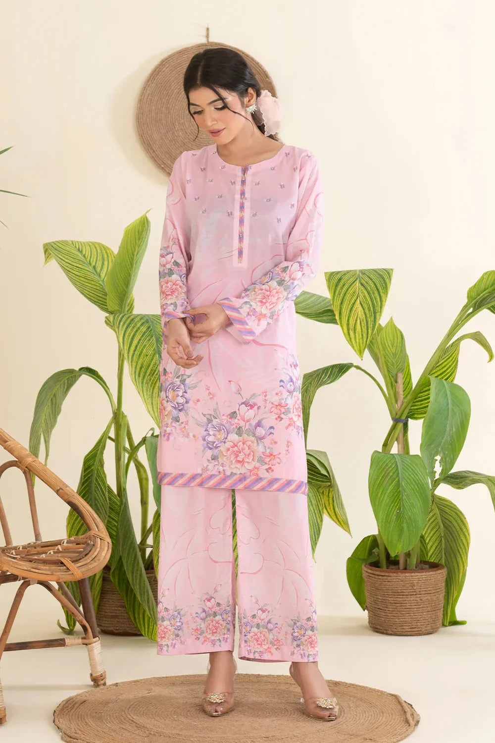 2PC Stitched Printed Crepe Silk Shirt and Trouser RTW-KSTL-209 Printed KHAS STORES