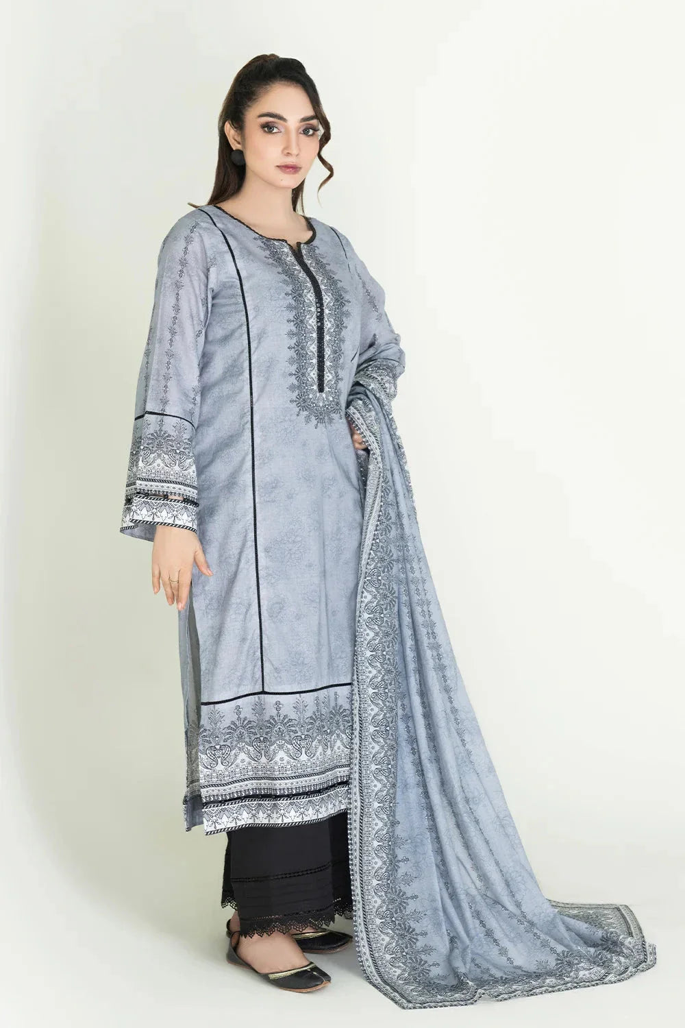 2PC Stitched Printed Lawn Shirt & Dupatta | RTW-KSD-3876 Printed KHAS STORES