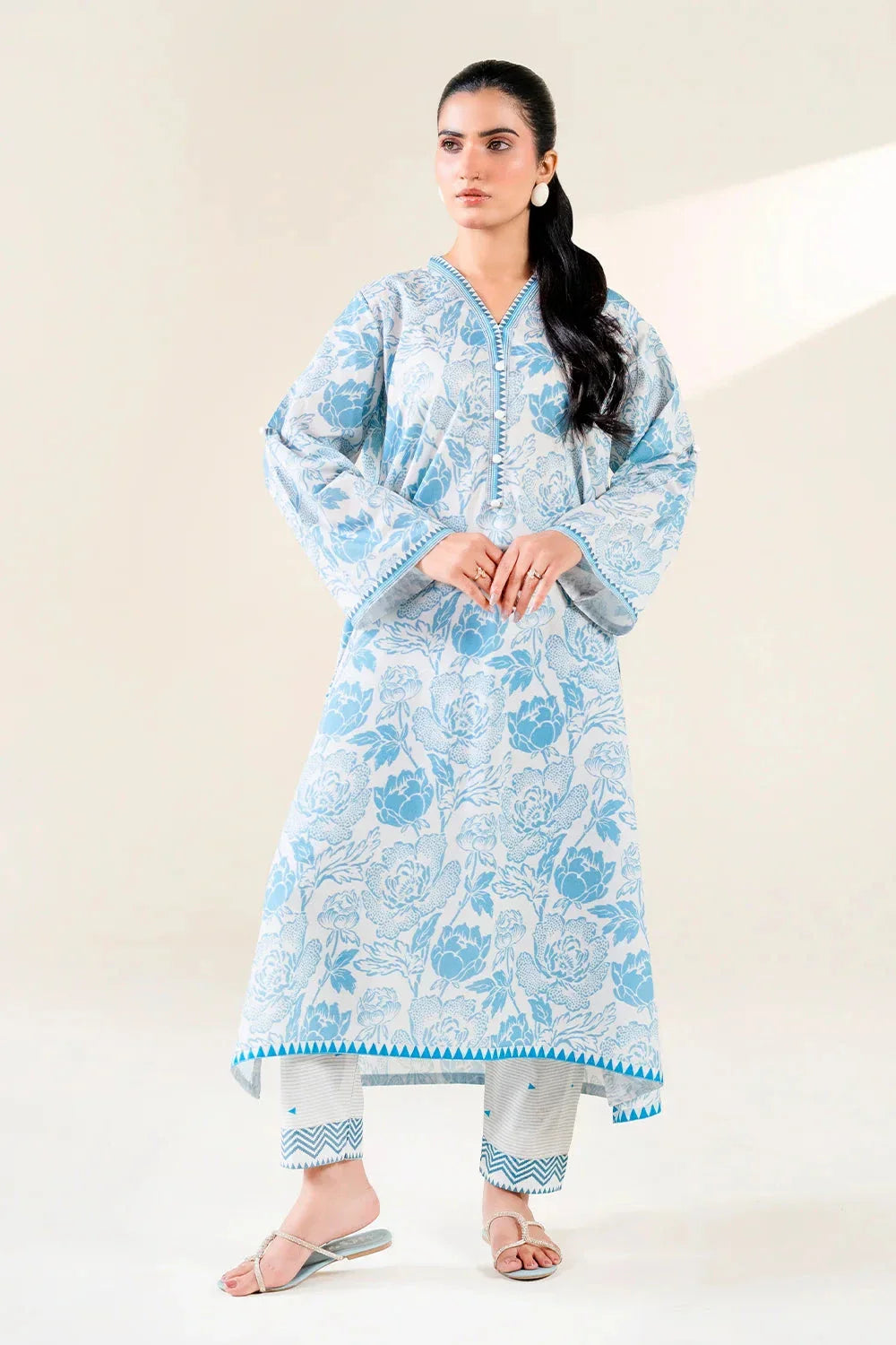2PC Stitched Printed Lawn Shirt & Trouser | RTW-KST-3851 Printed KHAS STORES