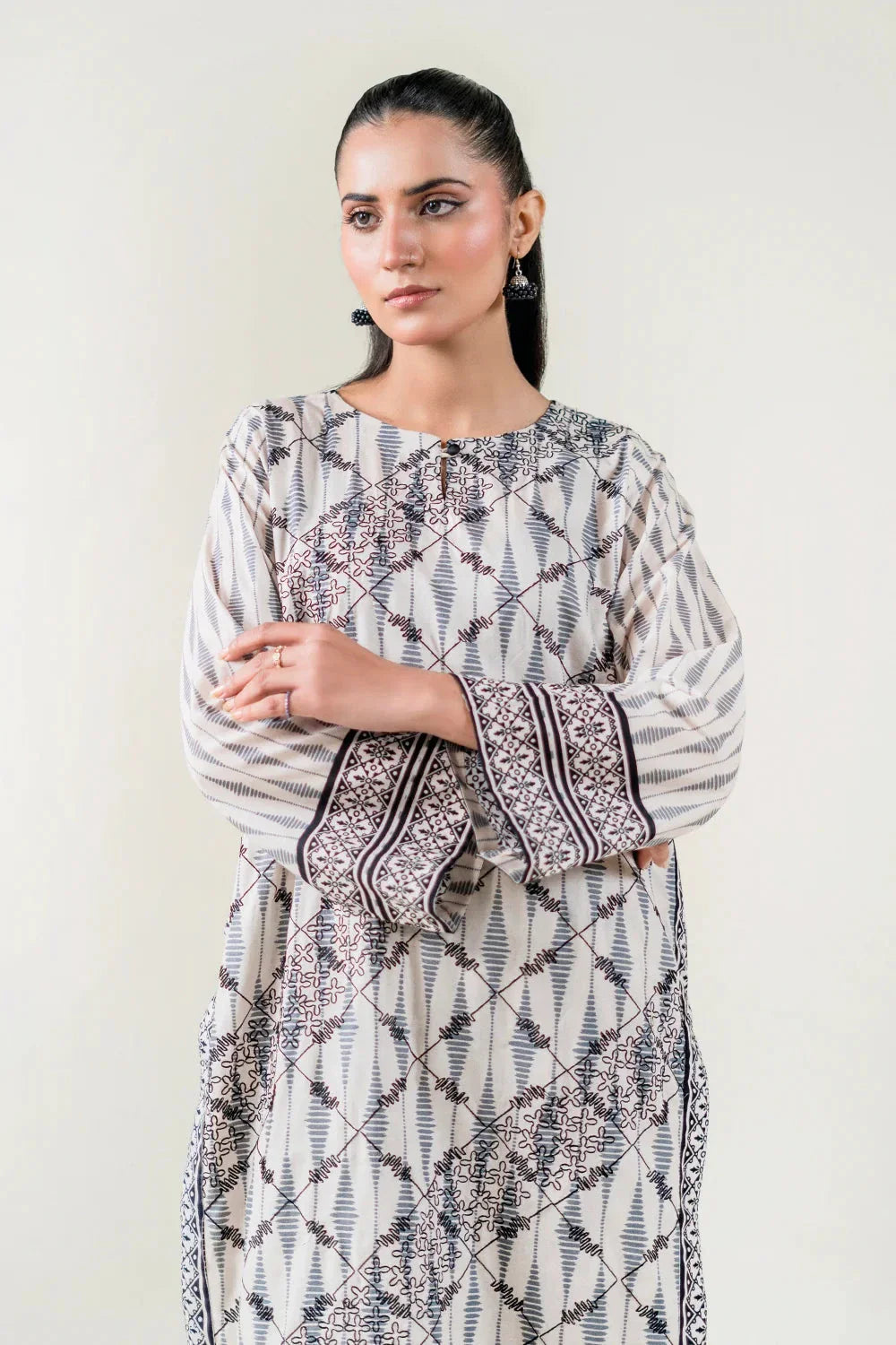 2PC Stitched Printed Lawn Shirt & Trouser | RTW-KST-3859 Embroidered KHAS STORES