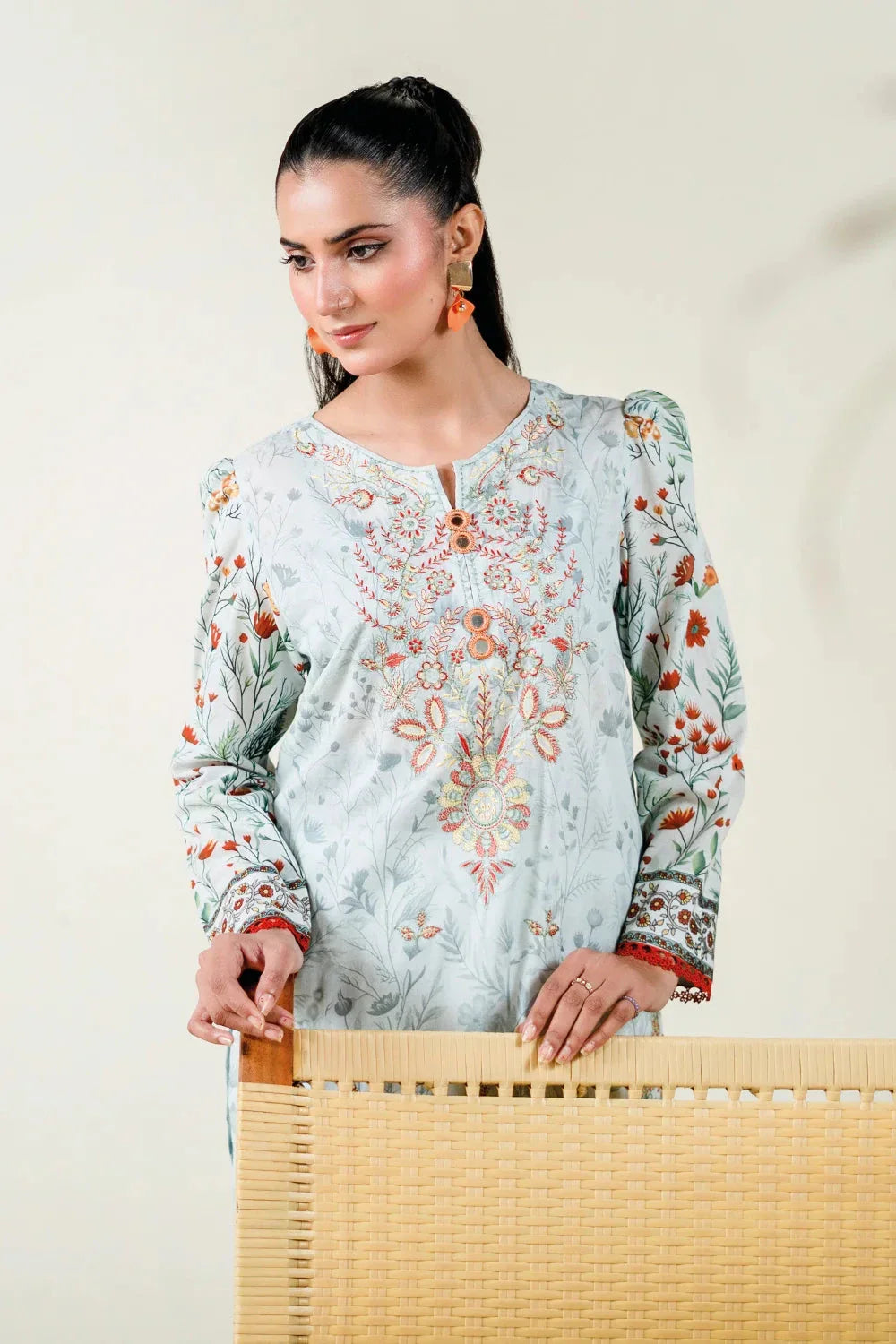 2PC Stitched Printed Lawn Shirt & Trouser | RTW-KST-3862 Embroidered KHAS STORES
