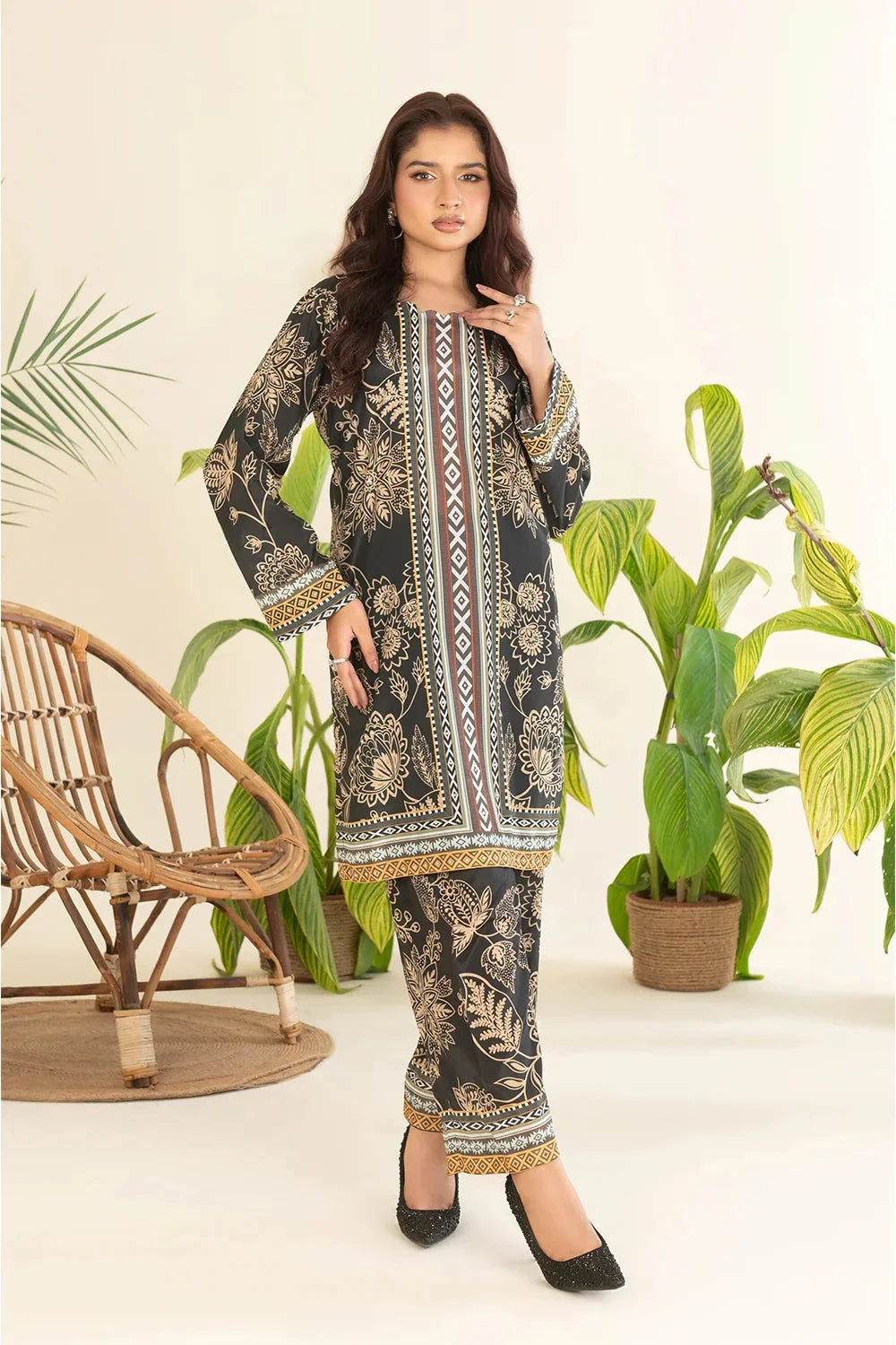 2PC Stitched Printed Silk Shirt and Trouser RTW-KSTL-206 Printed KHAS STORES