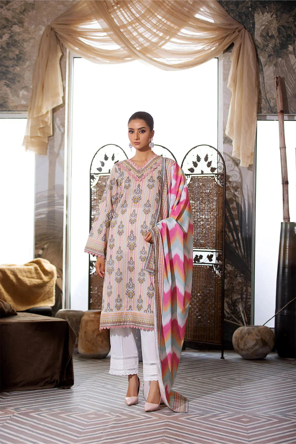 2PC Unstitched Printed Lawn Shirt and Dupatta KSD-2659 Printed KHAS STORES