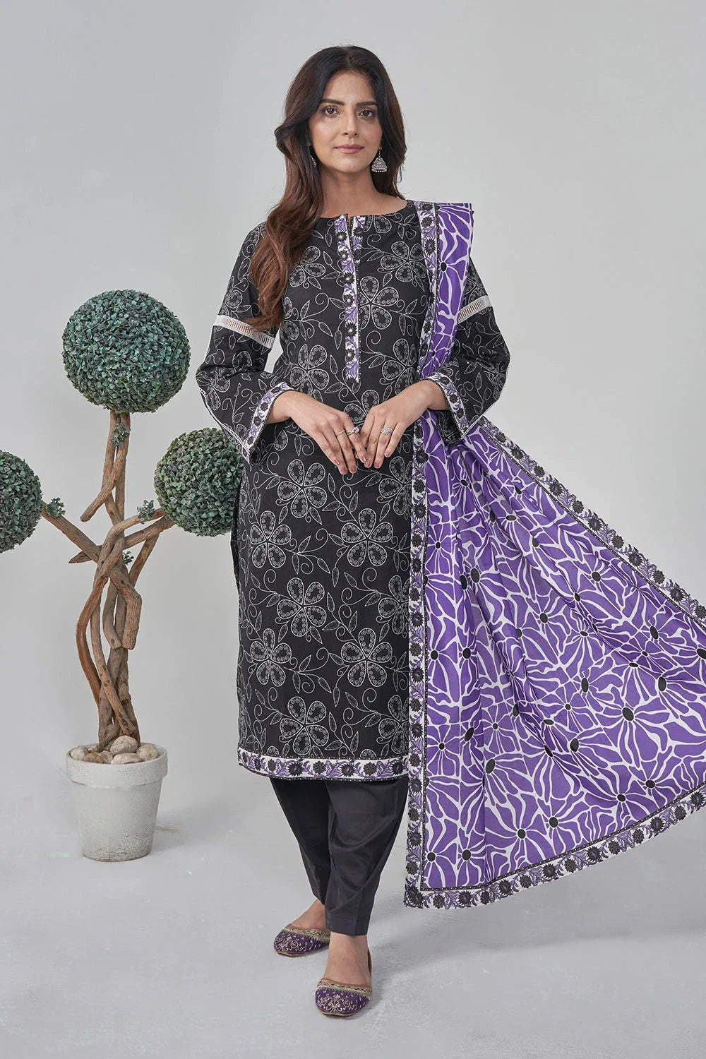 2PC Unstitched Printed Lawn Shirt and Dupatta KSD-3113 Printed KHAS STORES