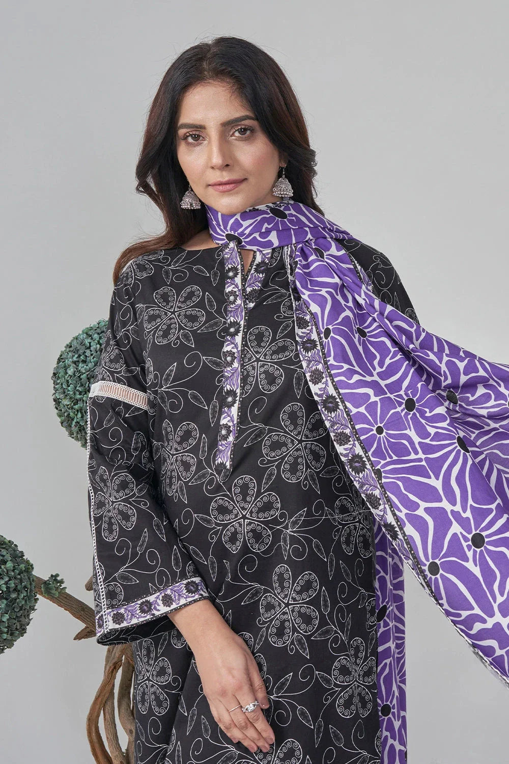 2PC Unstitched Printed Lawn Shirt and Dupatta KSD-3113 Printed KHAS STORES