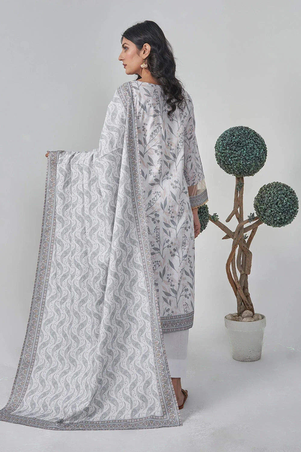 2PC Unstitched Printed Lawn Shirt and Dupatta KSD-3114 Printed KHAS STORES