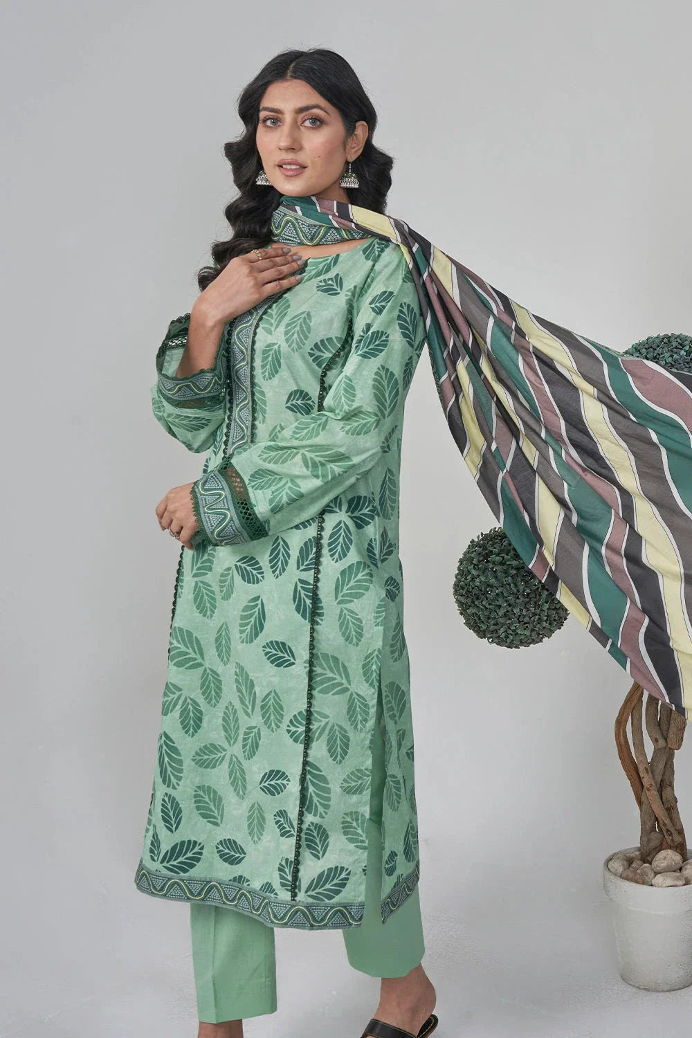 2PC Unstitched Printed Lawn Shirt and Dupatta KSD-3116 Printed KHAS STORES