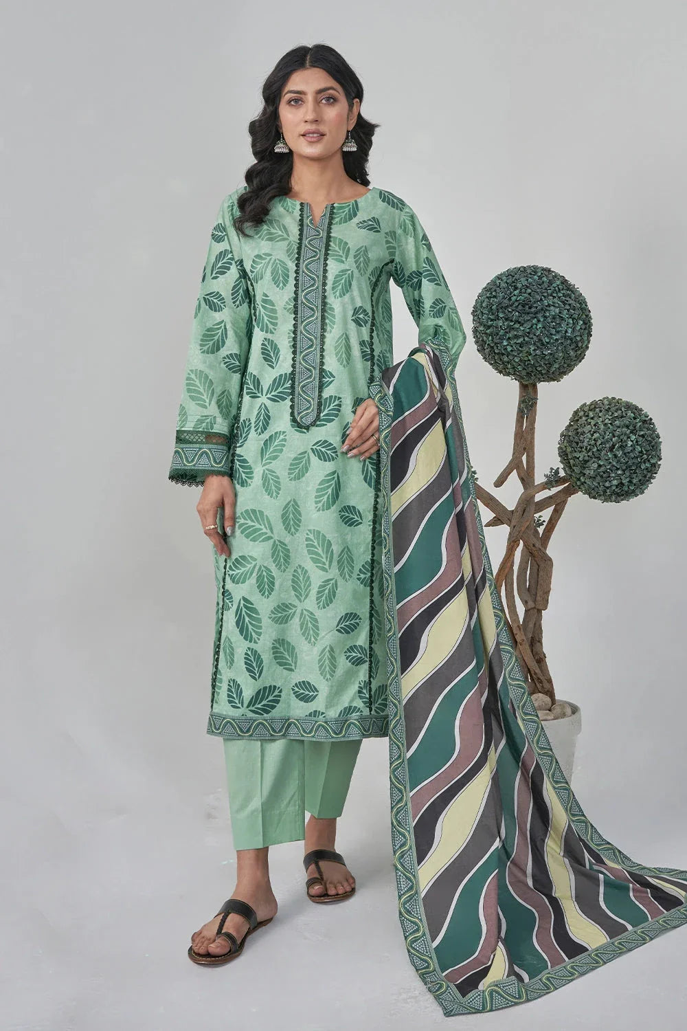 2PC Unstitched Printed Lawn Shirt and Dupatta KSD-3116 Printed KHAS STORES