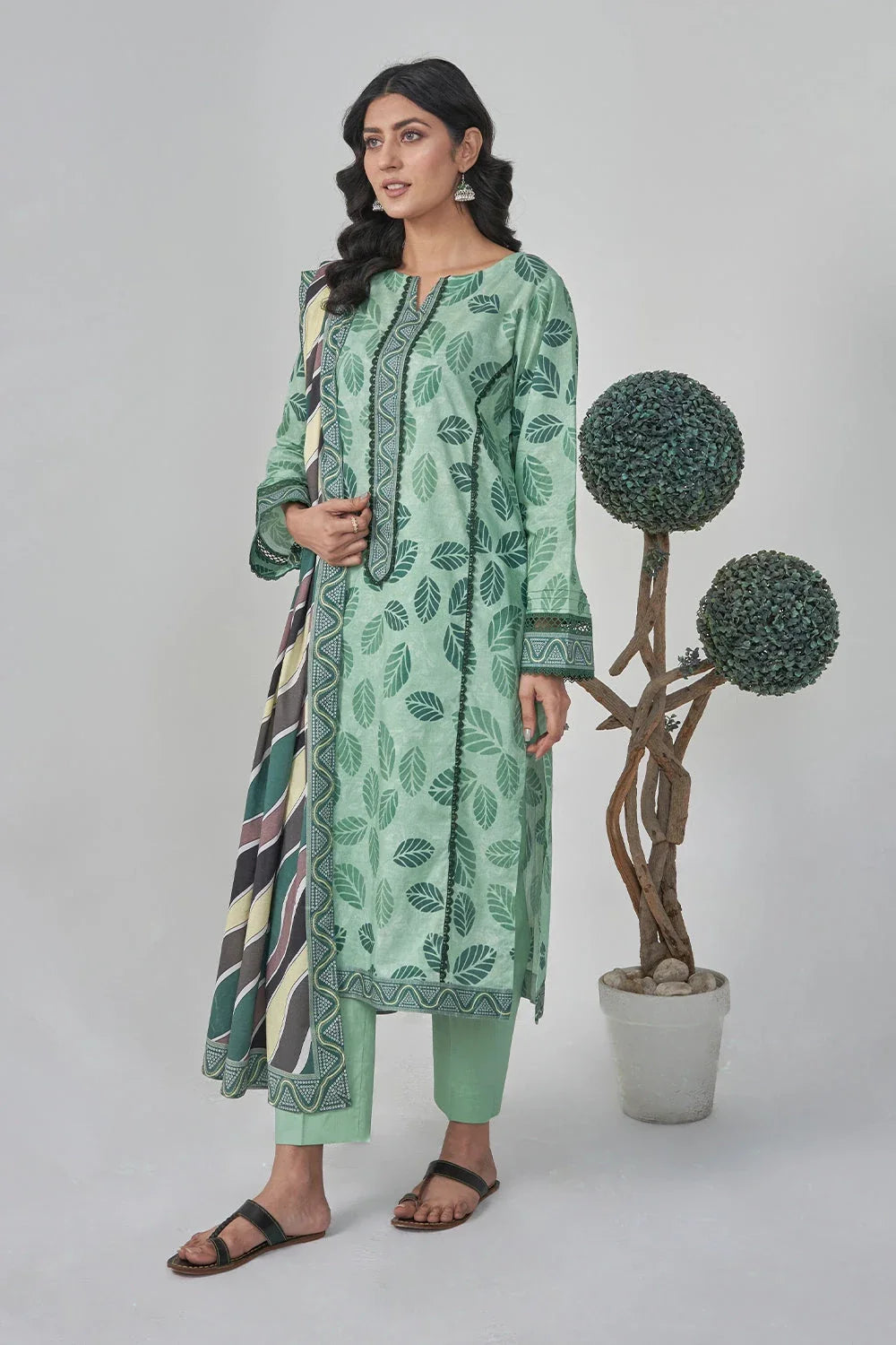 2PC Unstitched Printed Lawn Shirt and Dupatta KSD-3116 Printed KHAS STORES