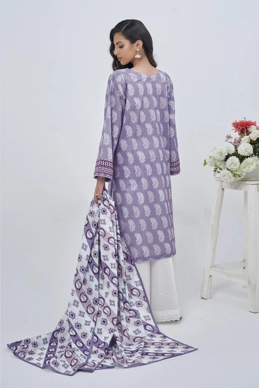 2PC Unstitched Printed Lawn Shirt and Dupatta KSD-3209 Printed KHAS STORES