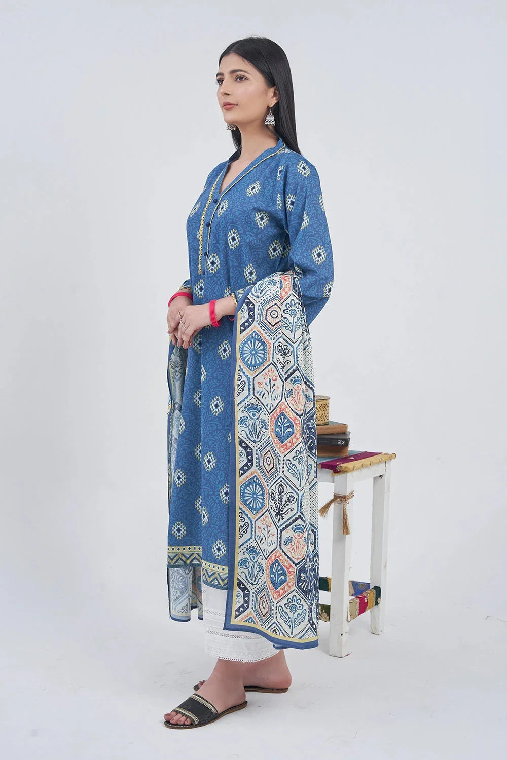 2PC Unstitched Printed Lawn Shirt and Dupatta KSD-3211 Printed KHAS STORES