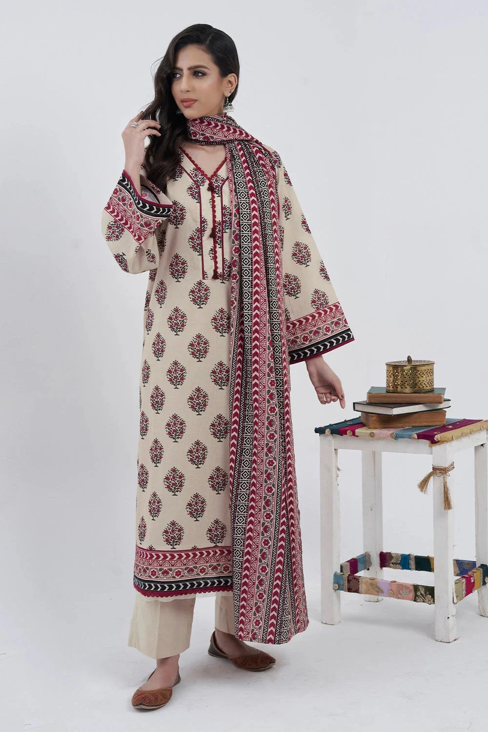 2PC Unstitched Printed Lawn Shirt and Dupatta KSD-3212 Printed KHAS STORES