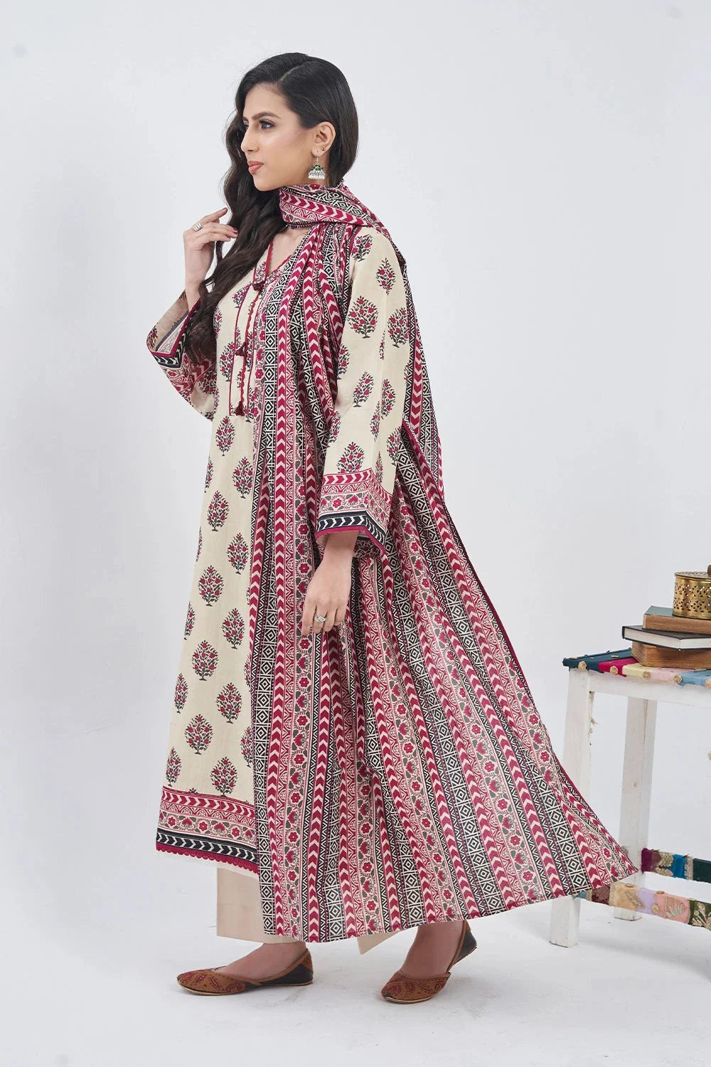 2PC Unstitched Printed Lawn Shirt and Dupatta KSD-3212 Printed KHAS STORES
