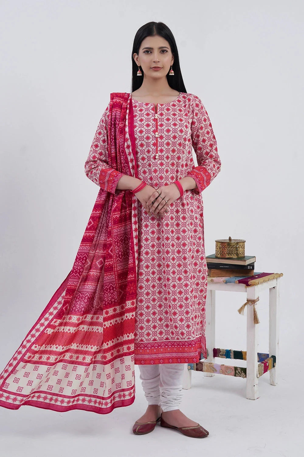 2PC Unstitched Printed Lawn Shirt and Dupatta KSD-3215 Printed KHAS STORES