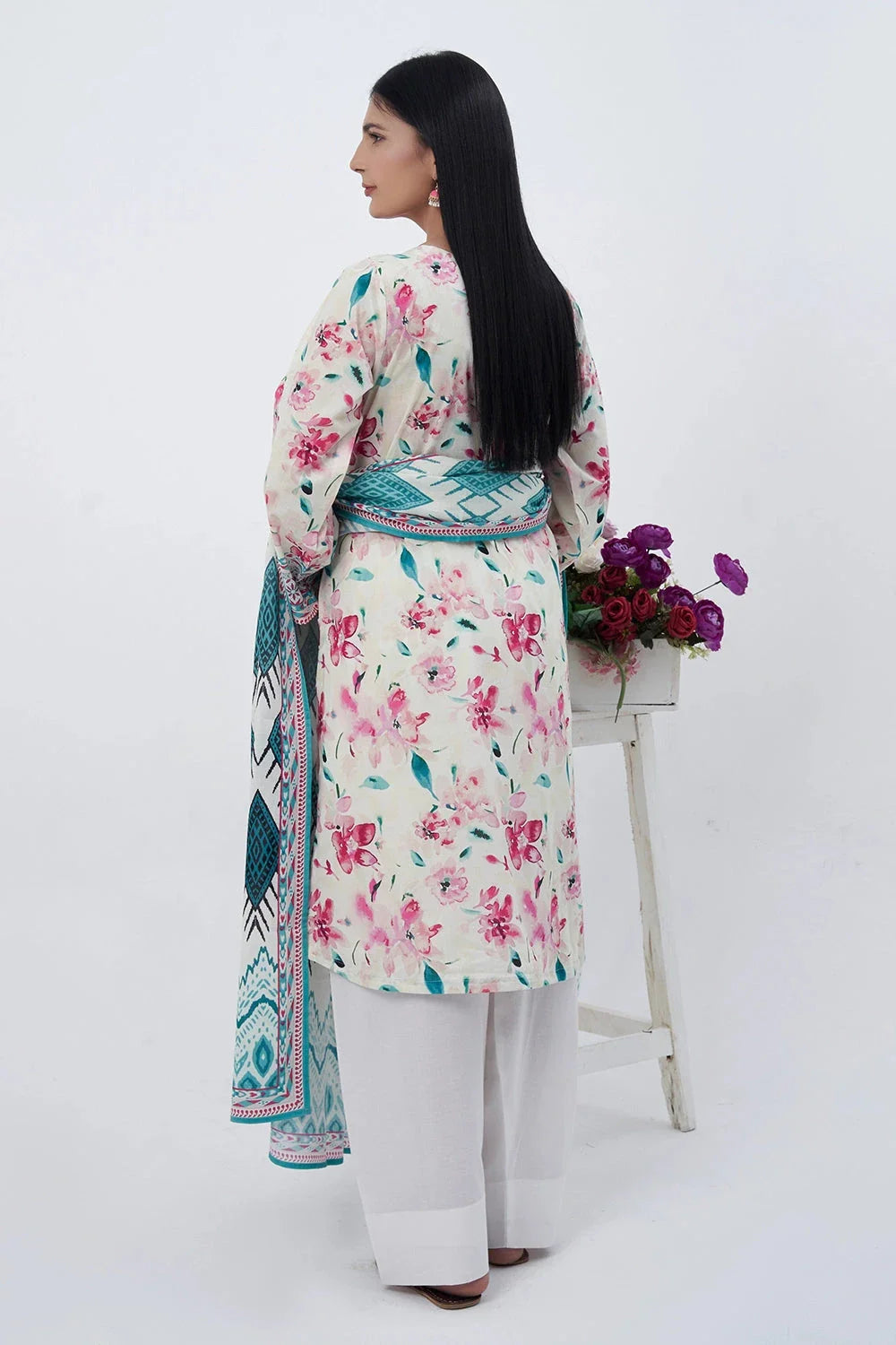 2PC Unstitched Printed Lawn Shirt and Dupatta KSD-3217 Printed KHAS STORES